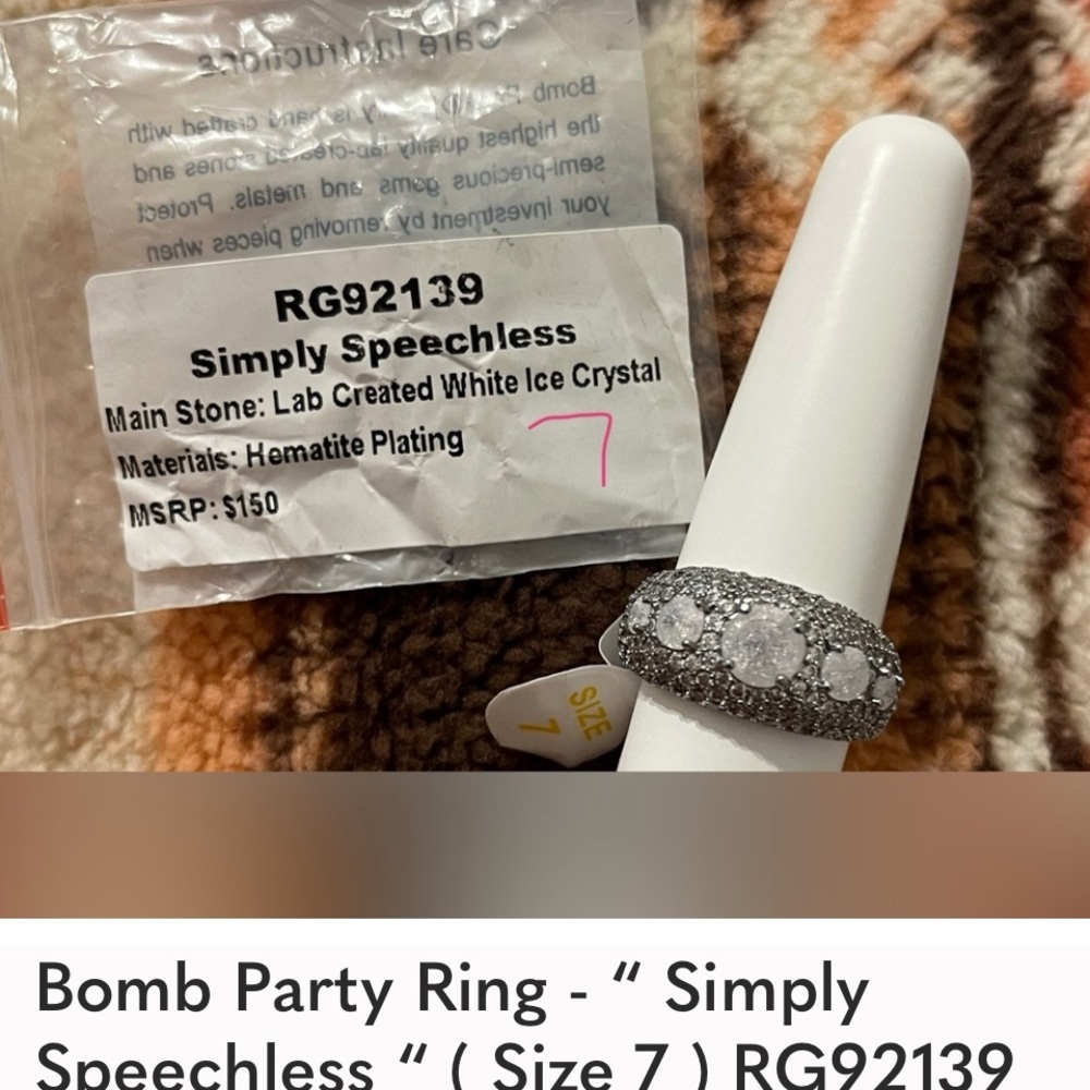 Speechless White and Silver Party Favor Ring
